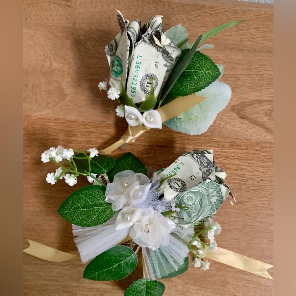 Custom Cash Petal Rose Boutonniere and Corsage